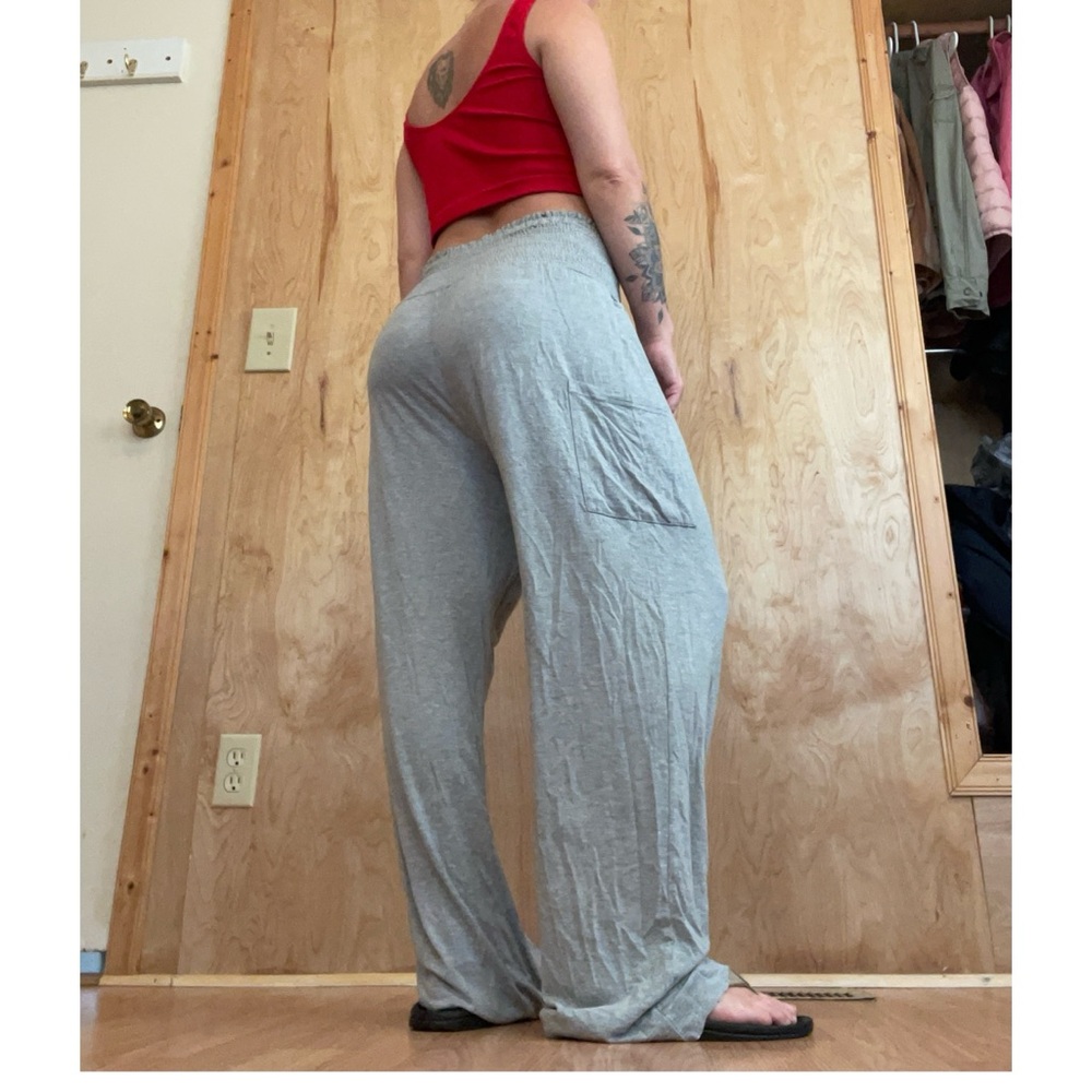 Gray High-Waisted Wide-Leg Trousers